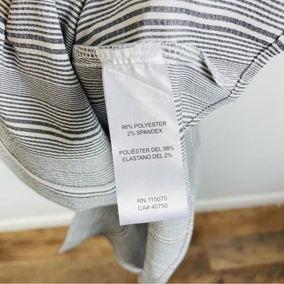 NWT Nina Leonard grey white stripe coastal preppy midi belted dress medium - Picture 9 of 10